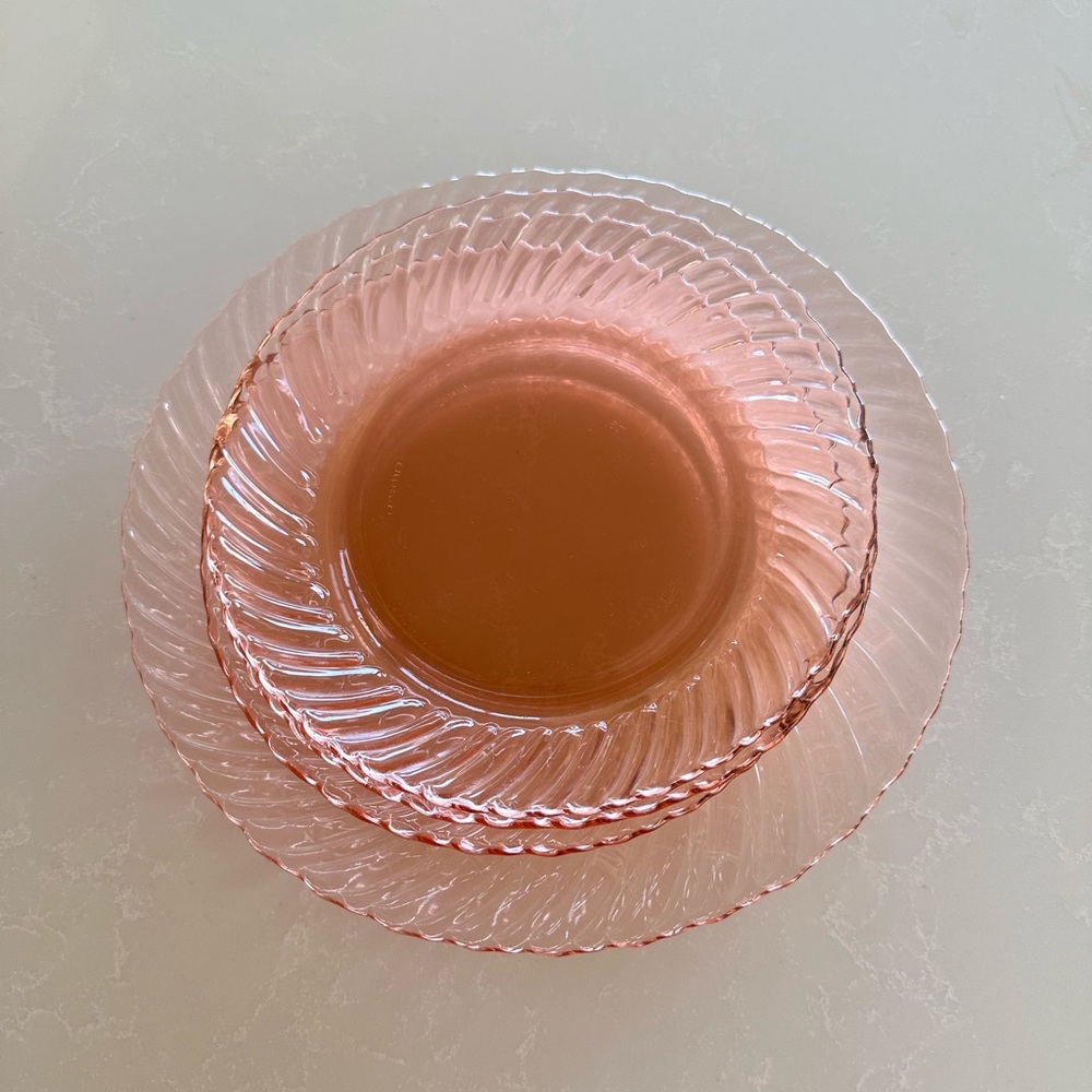 Depression era vintage pink glass plates